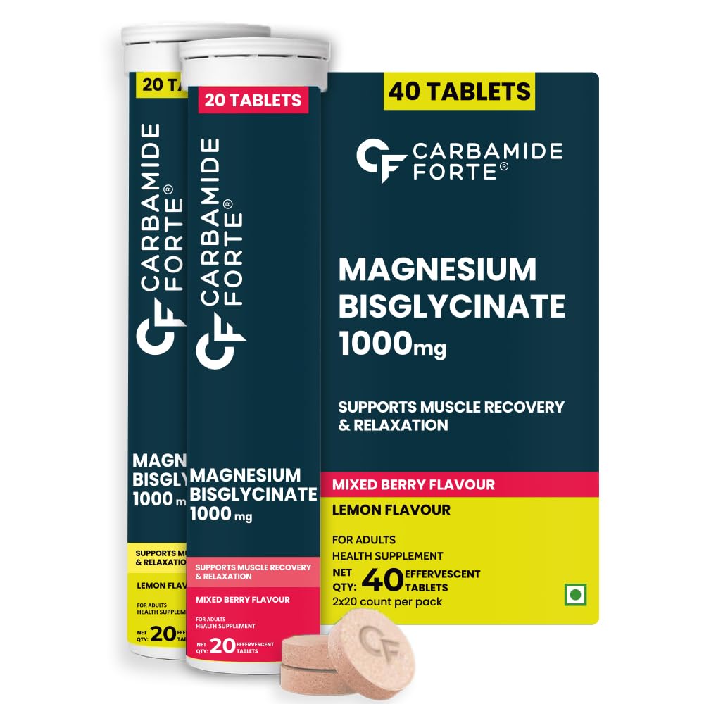 

Carbamide Forte Magnesium Bisglycinate Effervescent Tablets 1000mg 1 box (20 Tablet X Lemon & Mixed Berry Flavour ) TOTAL 40 TAB