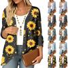Women's Vintage Floral Print Three-Quarter Sleeve Lightweight Cardigan for Casual Daily Wear