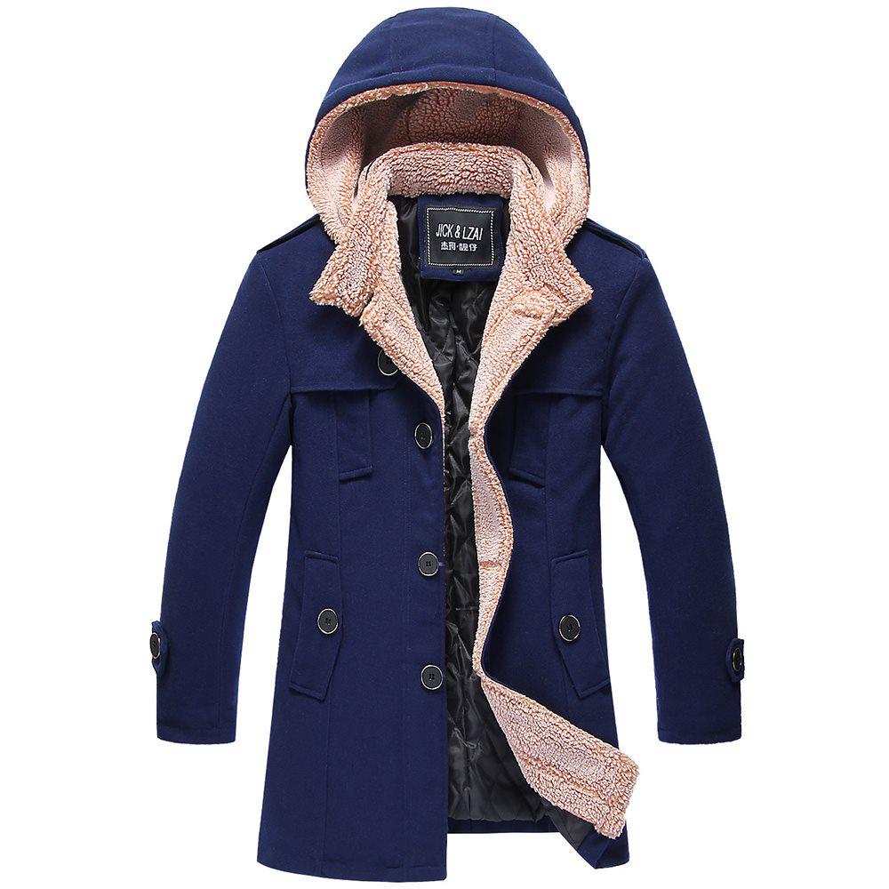 Men Winter Warm Hoodie Solid Fleece Coat Outwear Realdo Mens Thicken Wind Jacket
