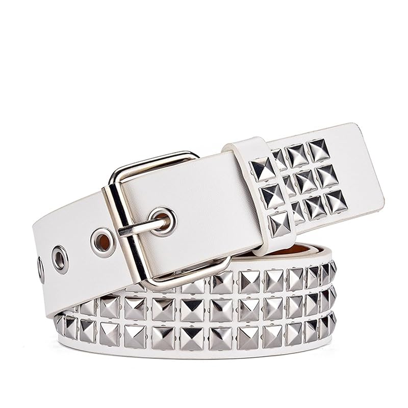 

[Lamerry] studded belt white rock metal punk street visual kei rivet Y2K stud men s ladies white