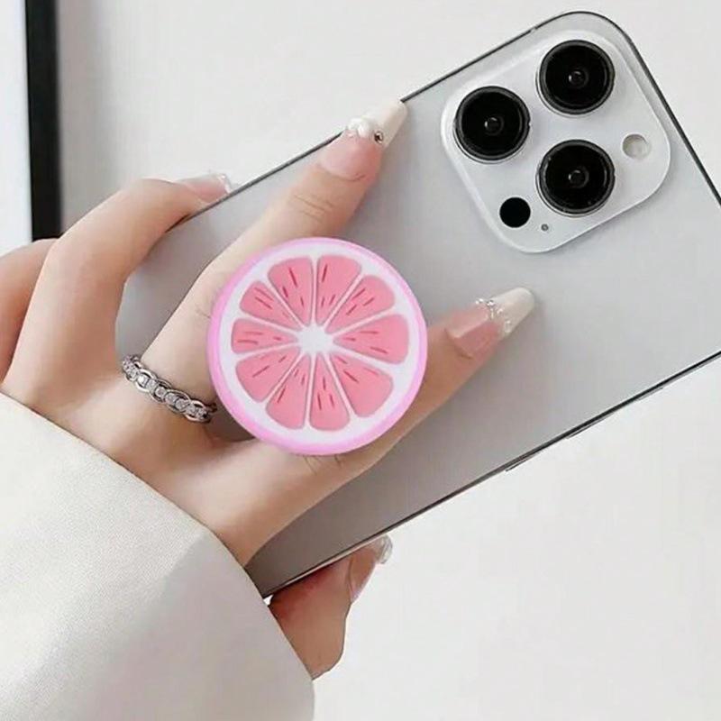 

Pink Lemon Slice PVC Foldable Finger Ring Phone Holder E3-3-506