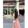 French neck sleeveless pink suspender dress women's summer new seaside vacation beach dress backless long skirt