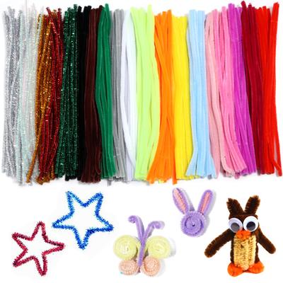 100pcs Chenille Stem Twisted Rod 30cm Colorful Fluffy Bar Stems Pipe Cleaners Plush For Kids DIY Handmade Creative Toys Stick