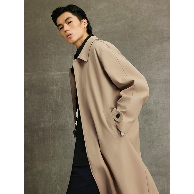 GXG Men's Khaki Twill Lapel Trench Coat