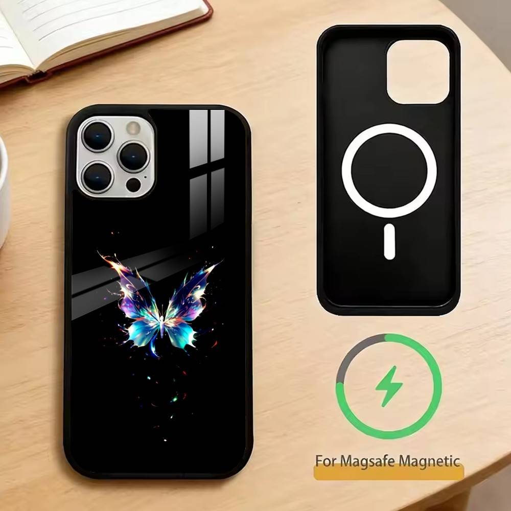 

Glow In The Dark Butterfly Phone Case For iPhone17,16,15,14,13,12,11 Plus,Pro Magnetic For Magsafe Wireless Charging iPhone16PROMAX