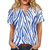 Damen Kurzarm Hemd aus Leinen-Baumwollmischung Henley Knopfleiste Brusttasche Blumendruck Lässiges Sommer Top