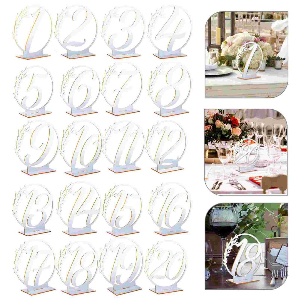 20 Stück Acryl Tischzahlen Hochzeit Elegant Bankett Party Empfang Veranstaltung Sitznummernschilder Mit Sockel Klar Platzkartenhalter