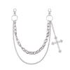 Metallic Hip Hop Double Layer Chain With Cross Pendant For Men And Women