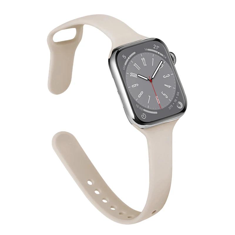 Slim Strap for Apple Watch Band 44mm 40mm 38mm 42mm Ultra 49mm Silicone Bracelet Correa iWatch Series 6 Se 5 4 3 7 8 45mm 41mm