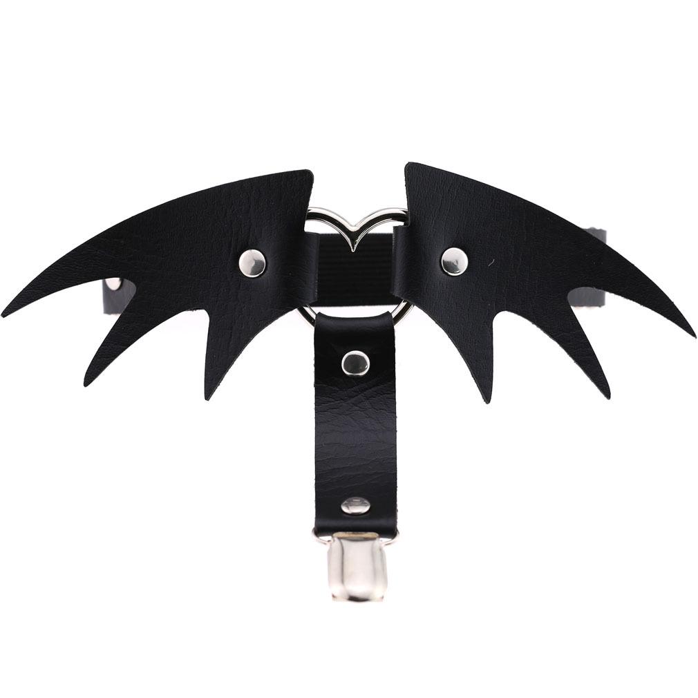 Punk Heart Leather Garter Belt with Wings - Street Style Nightclub Halloween Leg Jewelry Clip
