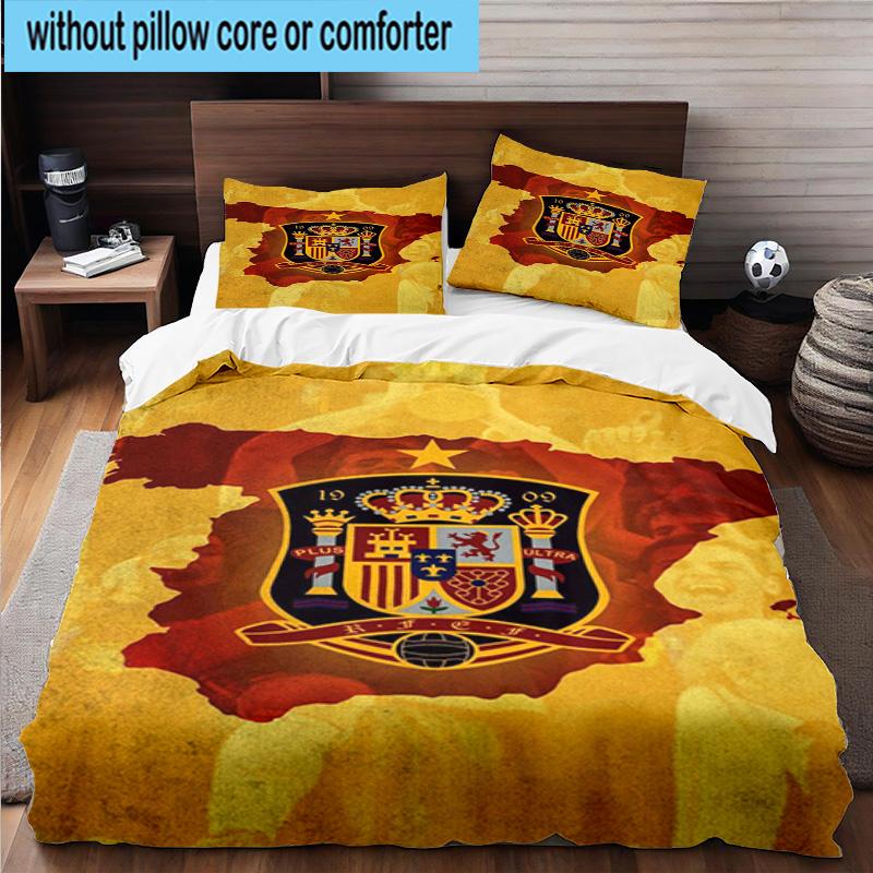 3pcs Spanish National Emblem Printed Bedding Set Duvet Cover Closure Includes 1 Duvet Cover & 2 Pillowcases Bedding Sets Home Decor Gifts