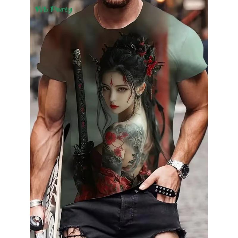 3D Painting Short Sleeve Tee Summer Outdoor Men's Tops Fashion Round Neck Men's T-Shirts New Vintage Oversized Men's Clothing Ultra Clothing