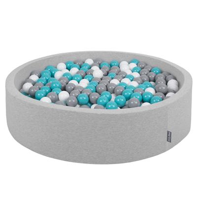 Soft Ball Pit Round 120x30cm/300 Balls Balls 7cm / 2.75in for Kids, Light Grey:grey-white-turquoise