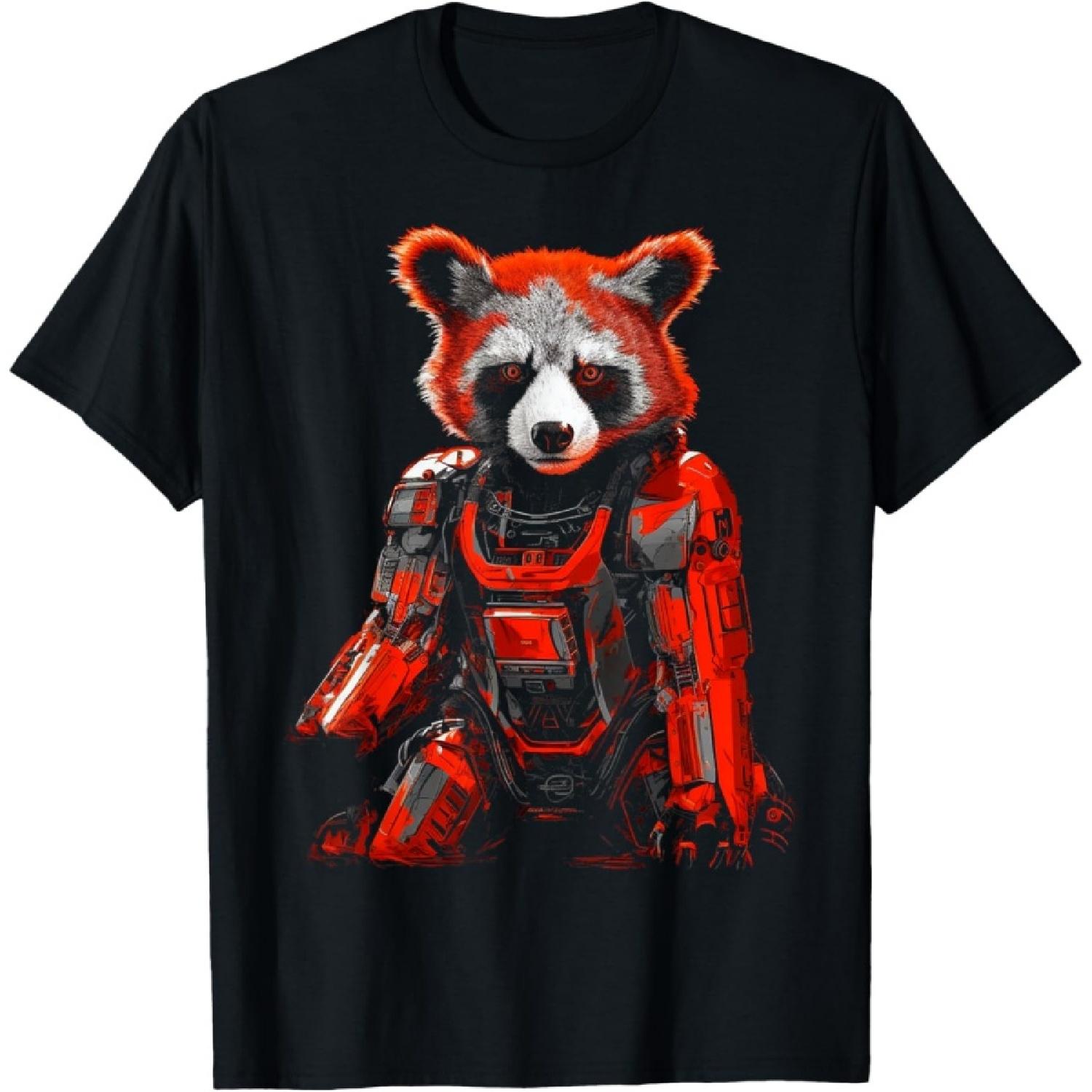 Red Panda Fantasy - Robot Art Animal Red Panda T-Shirt S