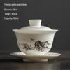 Hand-painted Mutton Fat Jade Style Glass Sancai Gaiwan