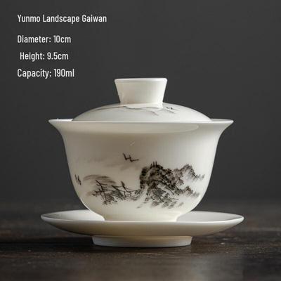 Handbemalte Sancai Gaiwan aus Glas im Stil von Hammelfett-Jaspis
