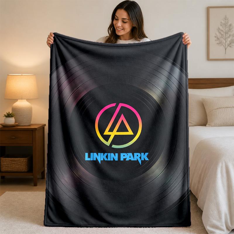 Linkin Park Print Flannel Blanket Cozy Lightweight Plush Throw Blanket For Bed Sofa Household Use
