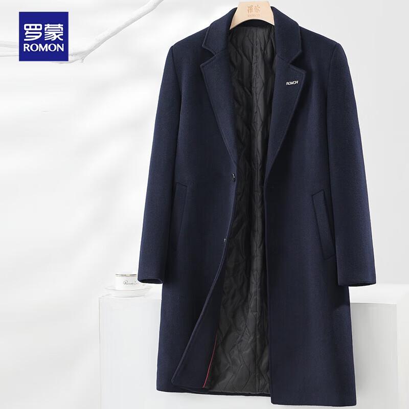 Romens Men's Wool Blend Thickened Mid-Length Winter Coat