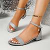 Fashion New Women Sandals Summer Beach Casual Anti-slip Shoes Women Open Toe Square Ankle Strap Low Heels Sandals Sandalias De Mujer