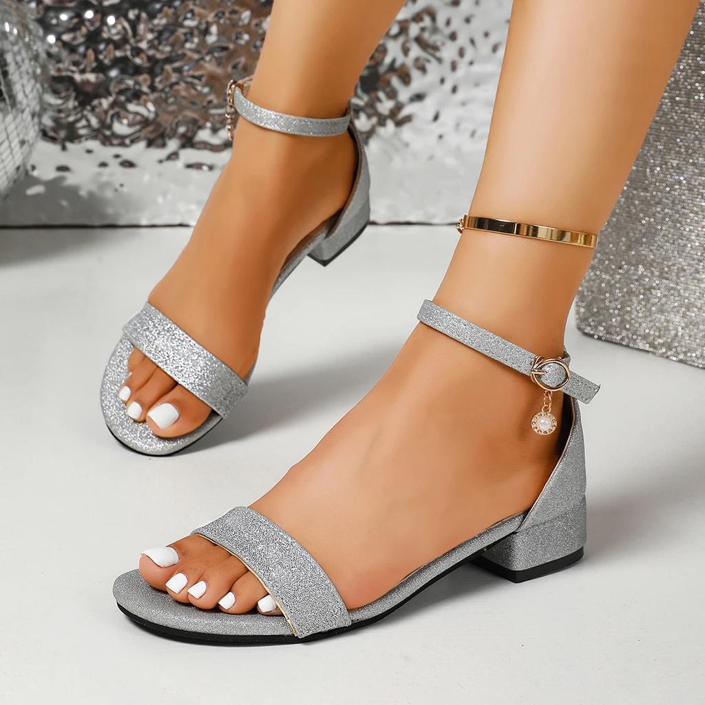 Fashion New Women Sandals Summer Beach Casual Anti-slip Shoes Women Open Toe Square Ankle Strap Low Heels Sandals Sandalias De Mujer