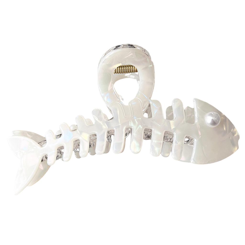 Pearlescent Girls Hair Claw Creative Fish Bone Shaped Shark Gripper For Women Trendy Hair Decor Accessories INS Style Hair Clips