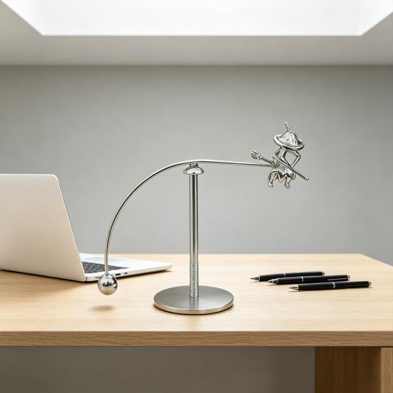 Balanza de Bruja de Metal Juguete de Escritorio de Movimiento Perpetuo Juguete Tumbler de Equilibrio Cinético Escultura Científica de Física Descompresiva para Decoración de Oficina en Casa