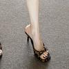 New Leopard Women's Slippers Elegant Sexy Shoes High Heeled Sandals Woman Summer Designer Flip Flops Luxury Pumps Femme