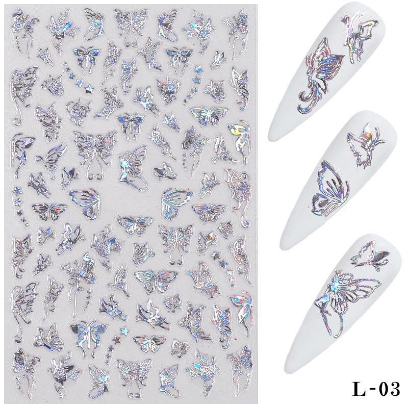 3D Butterfly Nail Art Stickers Adhesive Sliders Colorful Nail Transfer Decals Foils Wraps Decorations Nail Art