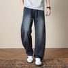 Spring and Summer New European and American Striped Tencel Black and Blue Scimitar Loose Straight Imitation Cow Casual Pants Men's Pants