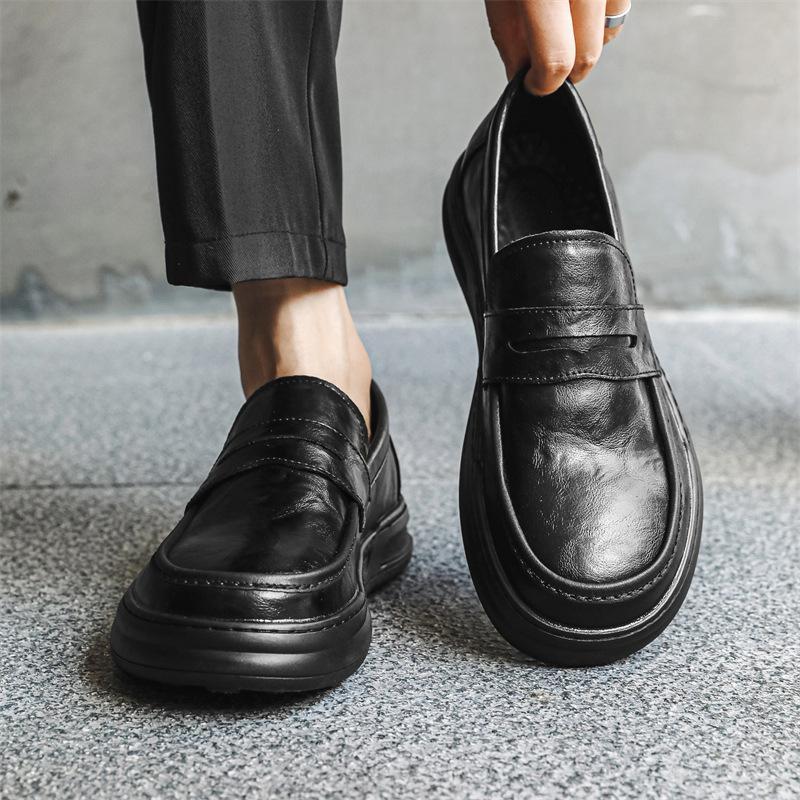 

Обувь Doudou мужская весна и осень британские повседневные кожаные туфли с одной педалью 2024 новые модные мокасины мужские 85999-J 38 чёрный