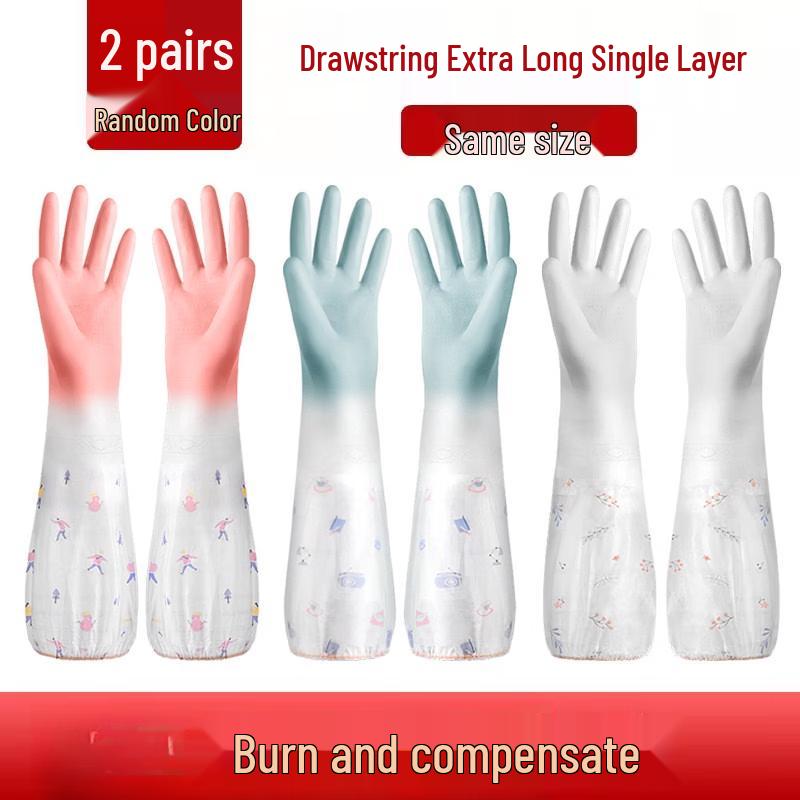 Fleece-lined Waterproof Rubber Dishwashing Gloves