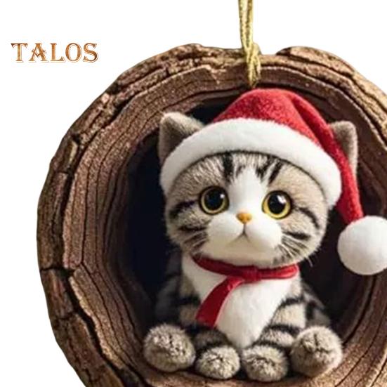 Weihnachtsschmuck mit Tiermotiv, 2D-Acryl, Cartoon-Waldtier, Weihnachtsbaum-Hängedekoration für die Feiertage und zu Hause