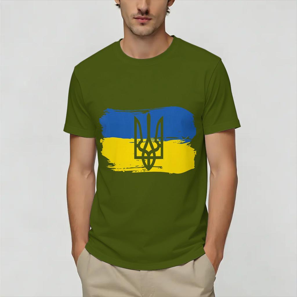 Ukraine Ukrainian Flag T Shirt for Unisex Cotton Funny TShirt O Neck Tees Short Sleeve Clothes Big Size