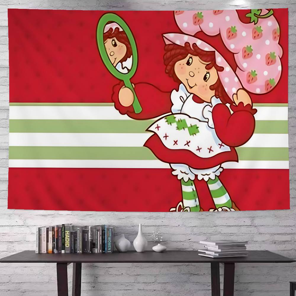 SStrawberryshortcake Girl Anime Tapestry Hanging Tarot Hippie Wall Rugs Dorm Wall Hanging Sheets