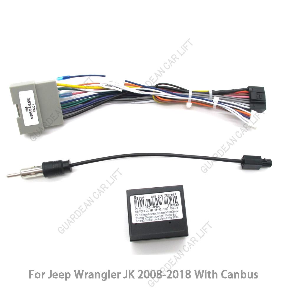 For Jeep Wrangler JK 2008-2018 Aftermarket DVD Radio Player Stereo Installation Car 16pin Android Wiring Harness With Canbus
