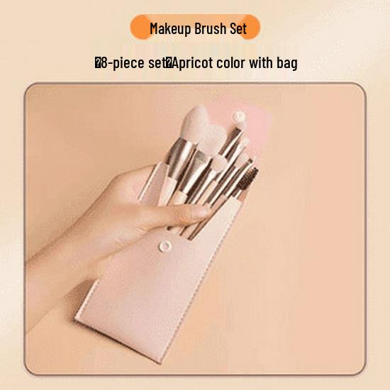 

Набор из 8 кистей для макияжа для начинающих с портативным кожаным чехлом – Мягкий ворс для контурирования и растушевки.