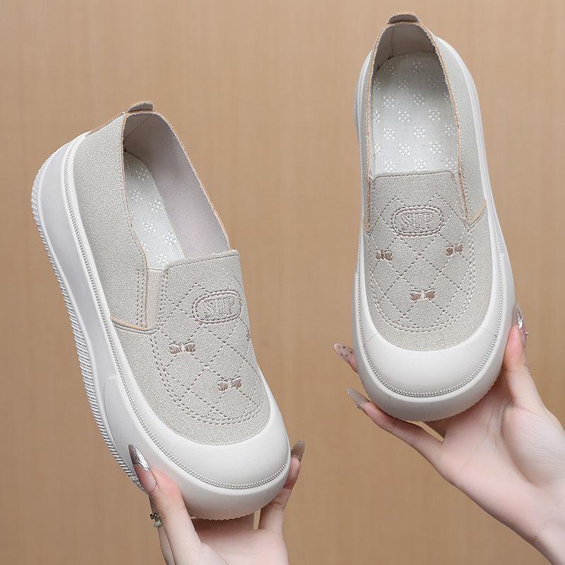 Dámské lehké mokasíny s tlustou podrážkou na nazouvání pro jaro 2025 - Všestranné a stylové látkové boty ve starém pekingském stylu