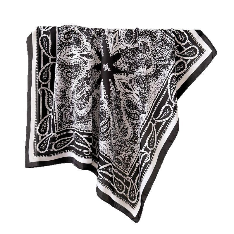 Print 70cm Silk Feeling Satin Cashew Headkerchief Women Luxury Design Neck Tie Scarf Female Hair Hand Wrist Foulard Shawl Hijab