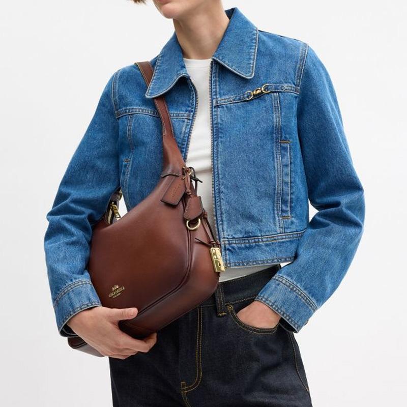 Coach Ella 35 Brand Logo Unique Design Leather Shoulder Bag Large Women Shoulder Bag Redwood CDY36-IMR1W
