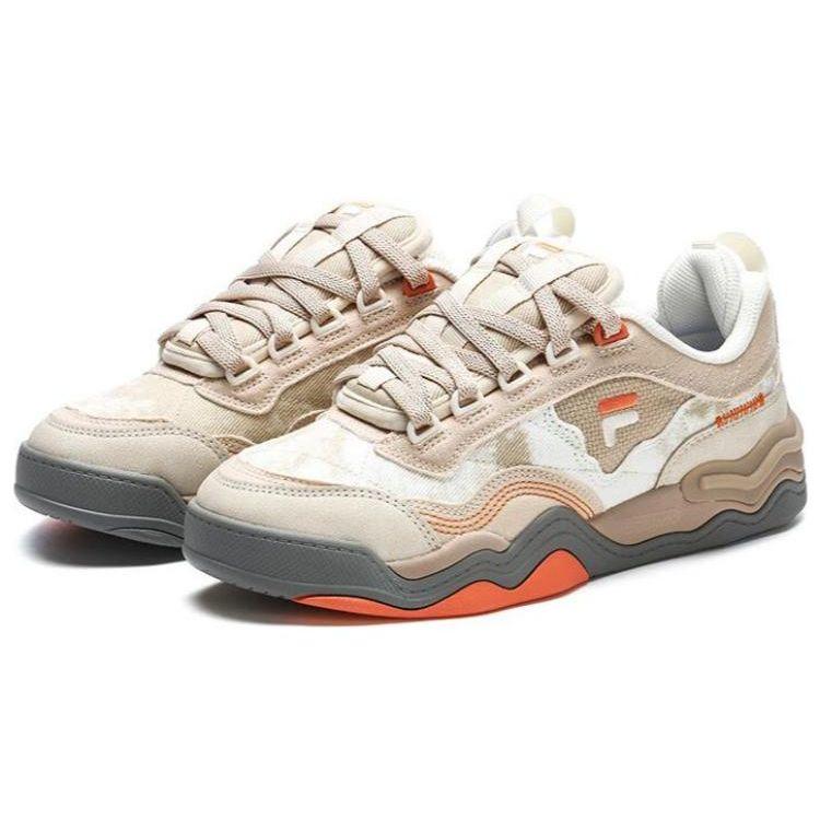 Fila Fusion Kick Wave Sole Sneakers Fabric Synthetic Leather Fashion Comfortable Low Top Women Sneakers Cassava-Powder T12W312201FTA