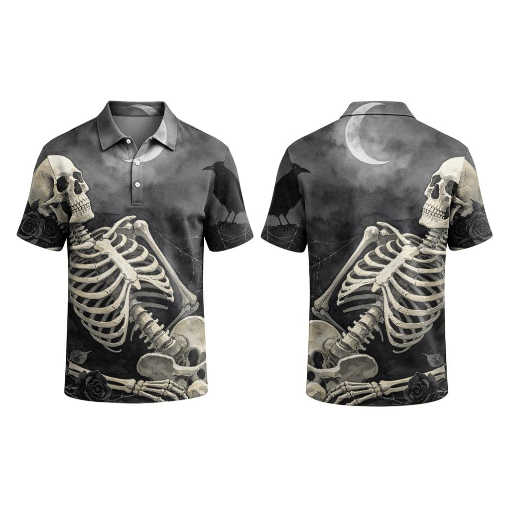 Men's Halloween Printed Short Sleeve Shirt for Party and Daily Wear
