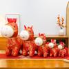 Year Of The Horse Zodiac Plush Doll With Golden Print Design For Gift Giving