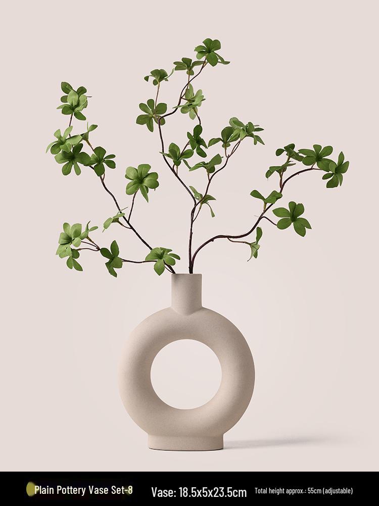 Wabi-Sabi Ceramic Pieris Japonica Vase for Artistic Home and Living Room Decor