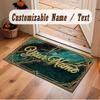 Decorative Artwork Theme Crystal Velvet Floor Rug Personalized Custom Name Text Warm Carpet Home Decoration