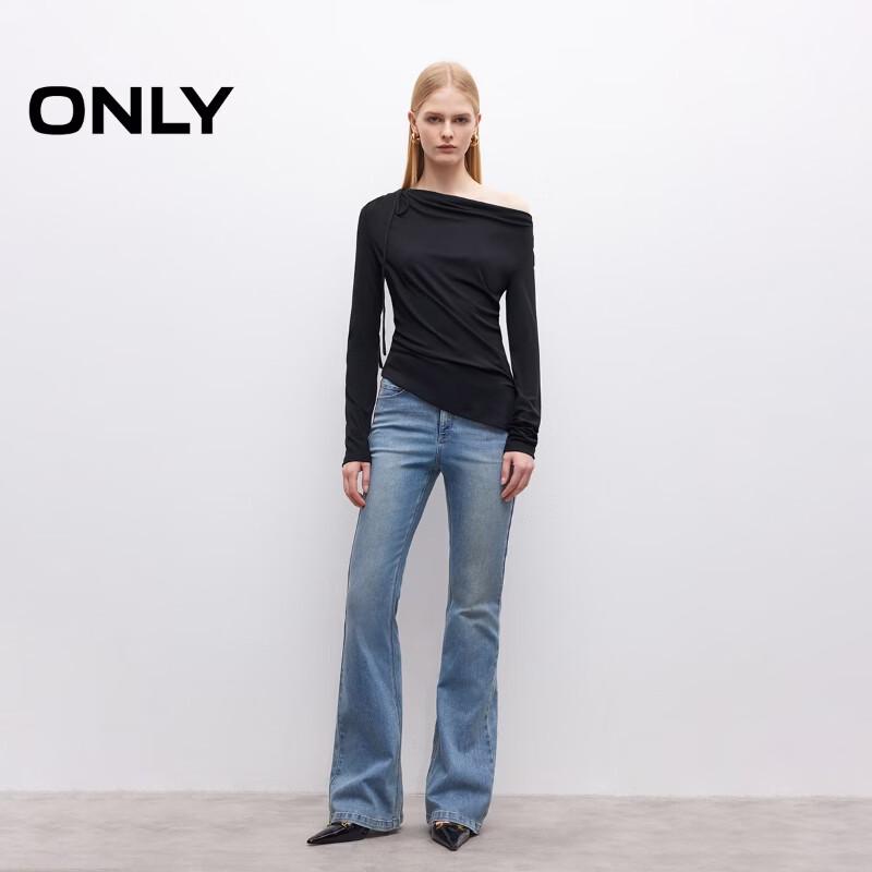 ONLY Women's 2026 Summer Drape Neck Irregular Hem Long Sleeve T-Shirt