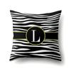 Polyester Pillowcase Zebra Pattern Printing Home Decoration Pillowcase 26 English Letter Cushion Cover Black and White