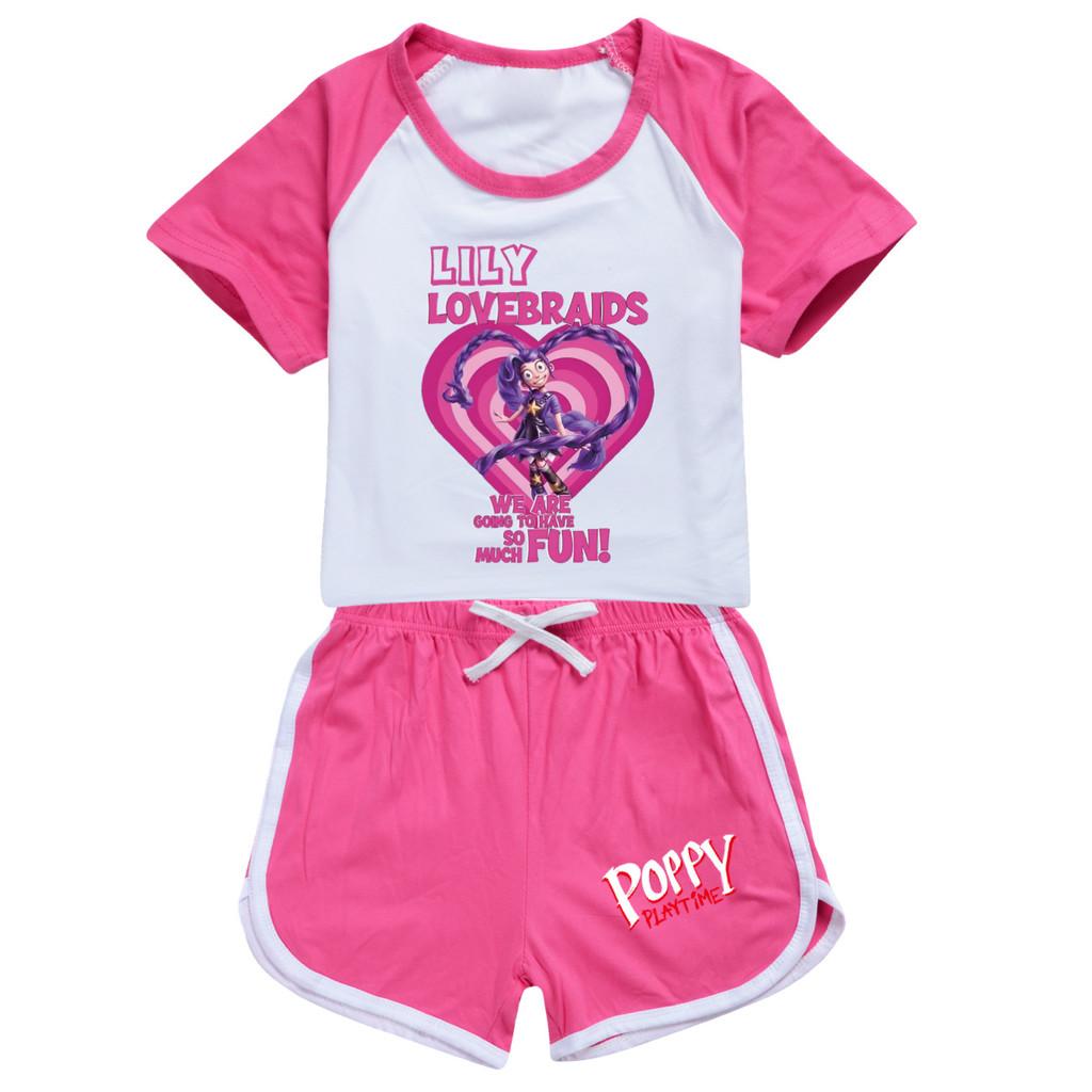 5580 Kids Girls Bobi Time Lily Printed Tracksuit Top Pants T-shirt Shorts Set