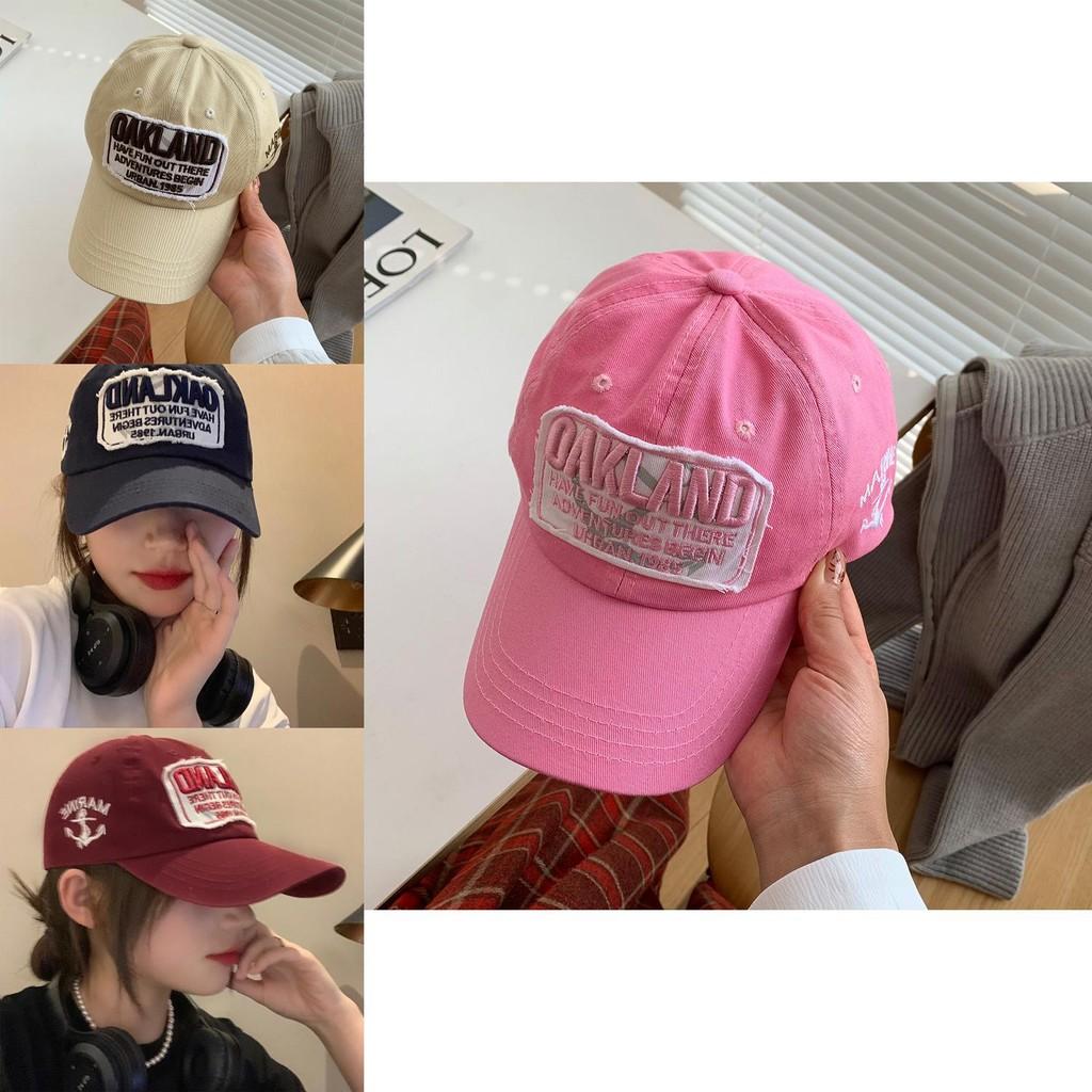 Womens Casual Cotton Baseball Hat With Stylish Letter Decoration And Rounded Crown