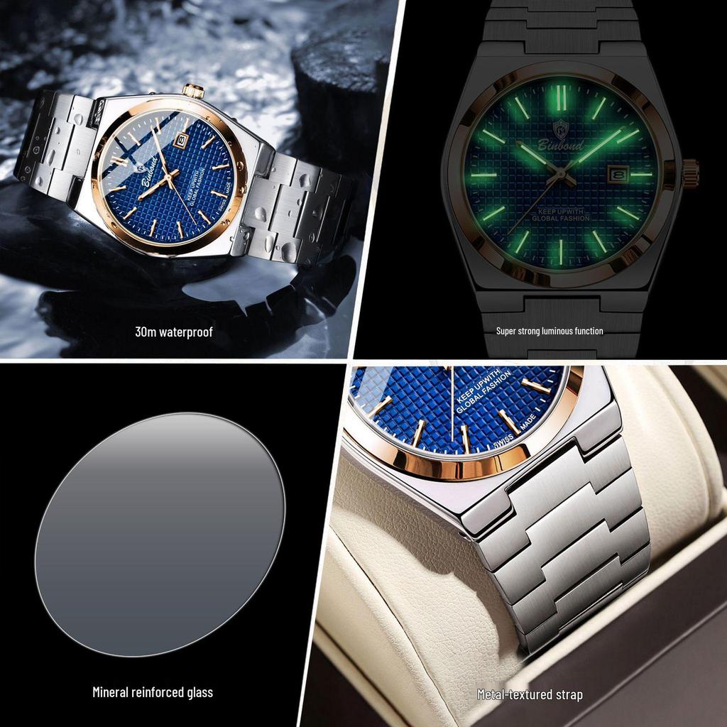 Binbang BINBOND Men's Super Player Luminous Waterproof Fashion Watch