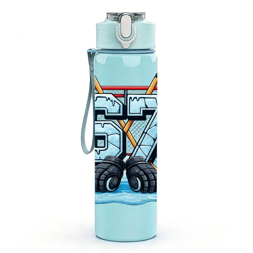 1PC Number 67 Sport Badge Print 750ml Color Plastic Sports Water Bottle Leakproof Flip Straw Lid Suitable for Sports Office Home Use